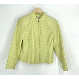 Silk Club Collection Women's Sz M 100% Silk Yellow Lemon/Lime Jacket Blazer